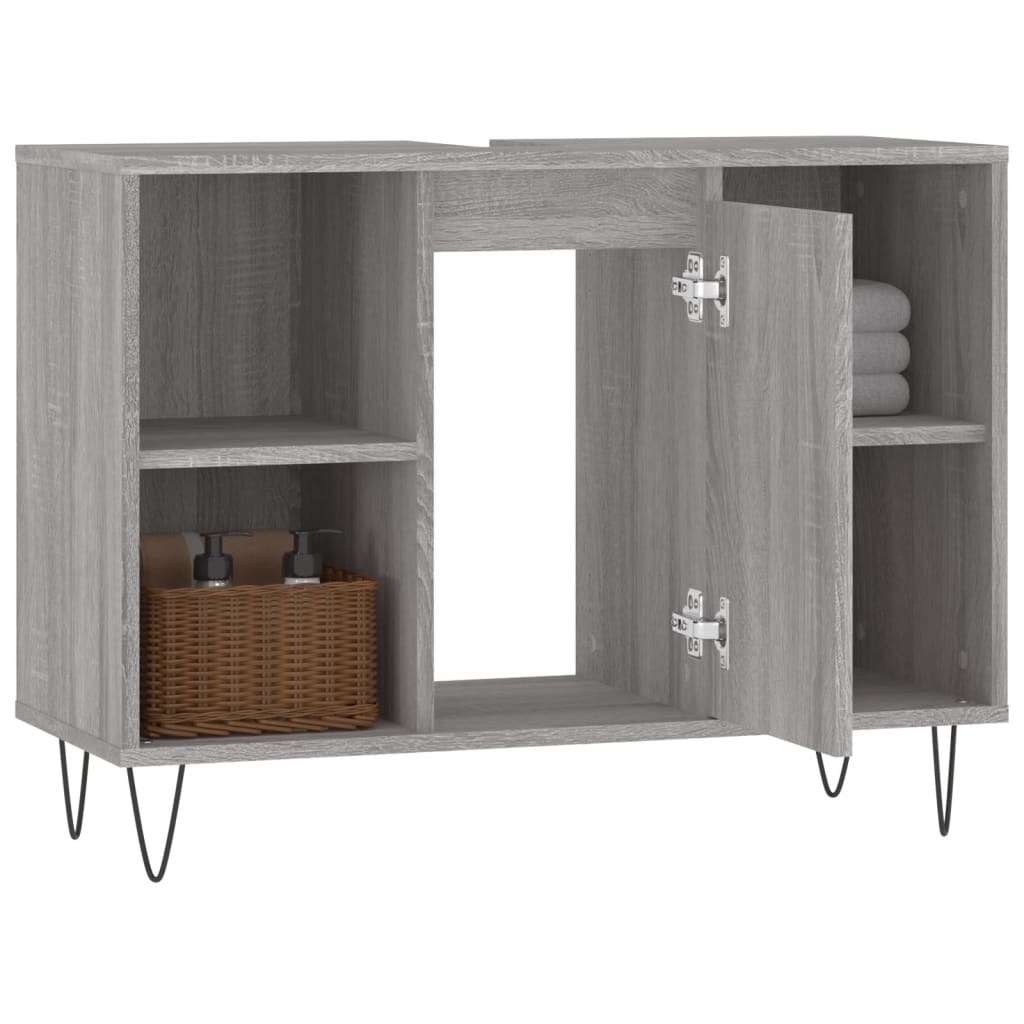 Armoire salle de bain sonoma gris 80x33x60 cm bois d'ingénierie