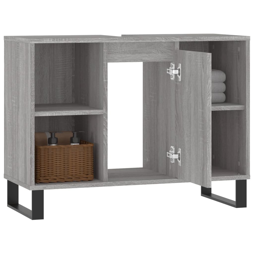 Armoire salle de bain sonoma gris 80x33x60 cm bois d'ingénierie