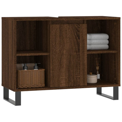 Armoire salle de bain chêne marron 80x33x60cm bois d'ingénierie