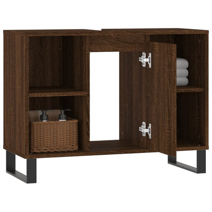 Armoire salle de bain chêne marron 80x33x60cm bois d'ingénierie