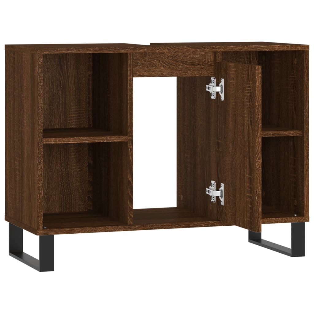 Armoire salle de bain chêne marron 80x33x60cm bois d'ingénierie