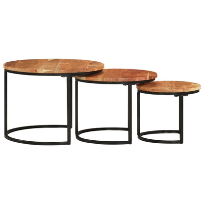 Tables gigognes 3 pcs bois massif d'acacia