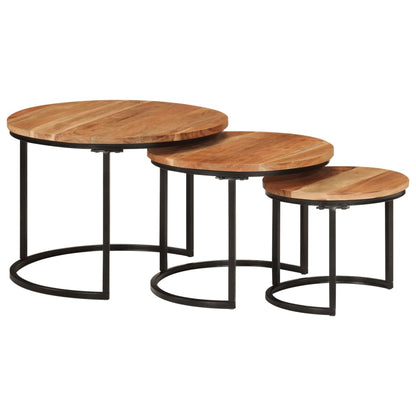 Tables gigognes 3 pcs bois massif d'acacia