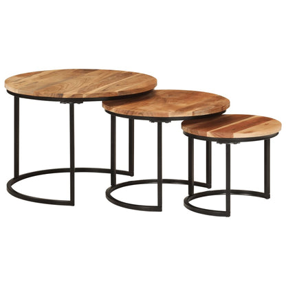 Tables gigognes 3 pcs bois massif d'acacia