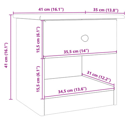 Table de chevet ALTA 41x35x41 cm bois de pin massif