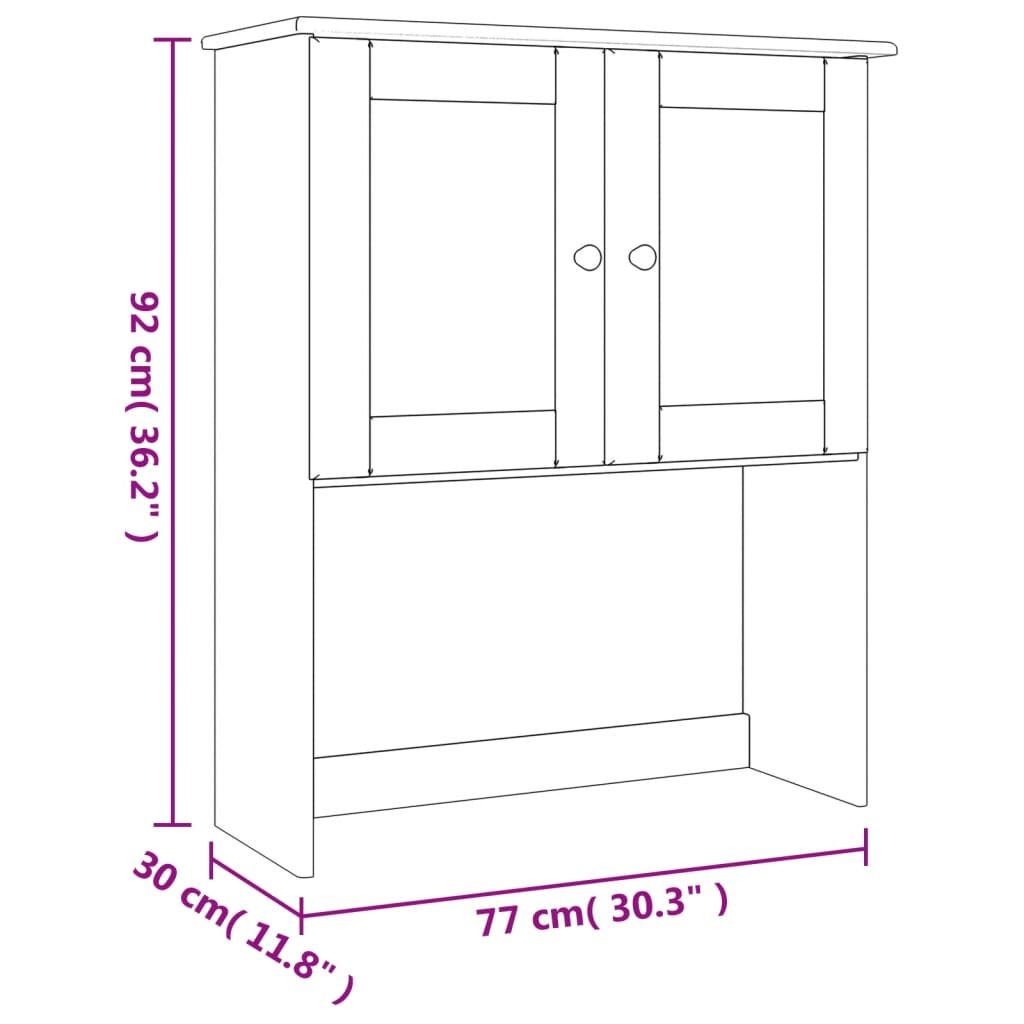 Dessus de commode ALTA blanc 77x30x92 cm bois massif de pin