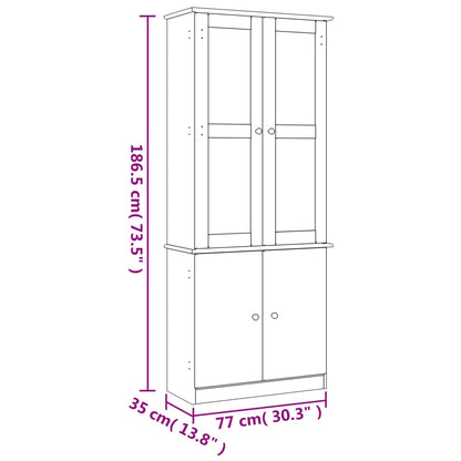 Vitrine en verre ALTA 77x35x186,5 cm bois de pin massif