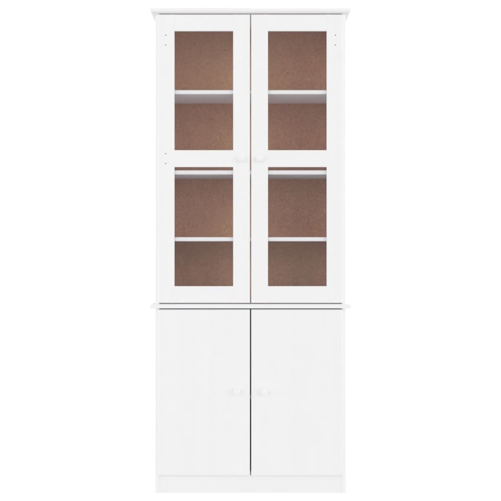 Vitrine en verre ALTA blanc 77x35x186,5 cm bois de pin massif