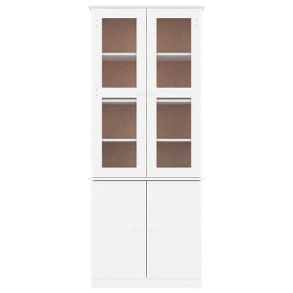 Vitrine en verre ALTA blanc 77x35x186,5 cm bois de pin massif