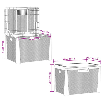 Boîte de rangement jardin coussin de siège marron 125 L PP