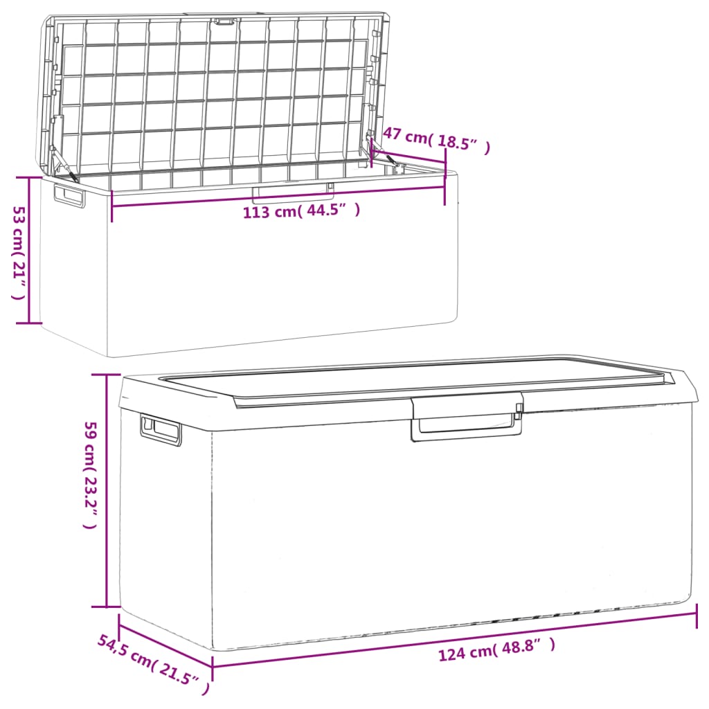 Boîte de rangement jardin coussin de siège anthracite 350 L PP