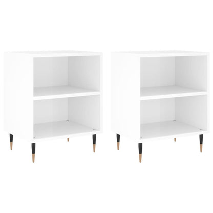 Tables de chevet 2pcs blanc brillant 40x30x50cm bois ingénierie