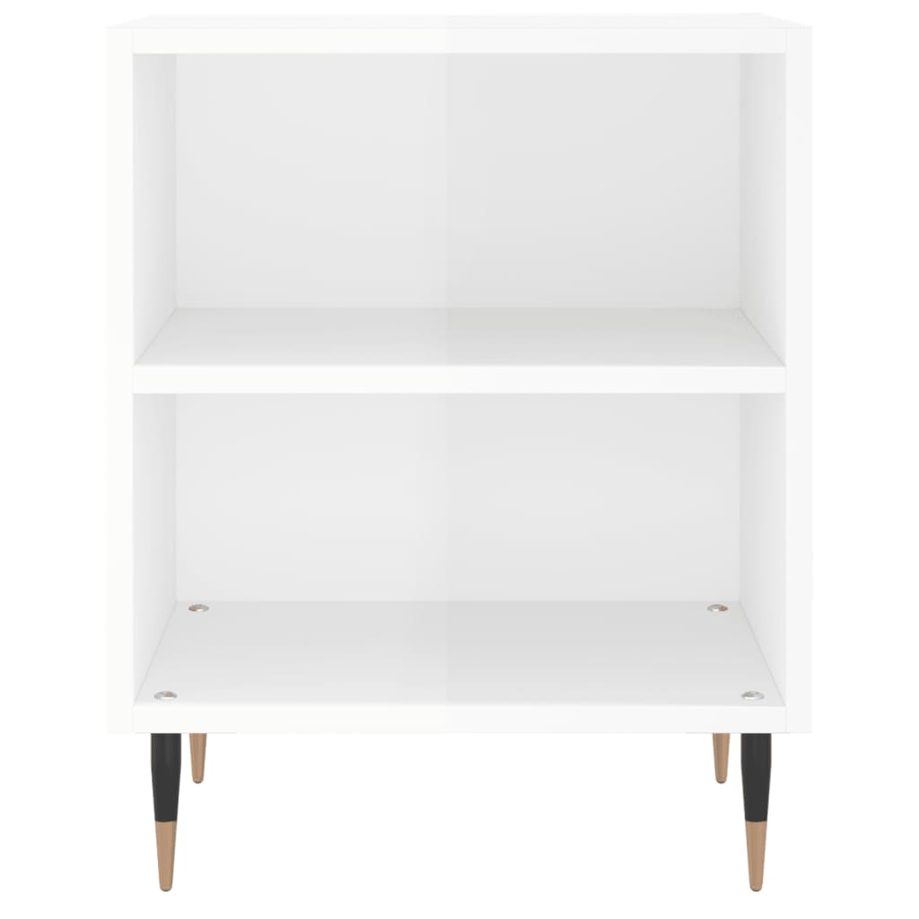 Tables de chevet 2pcs blanc brillant 40x30x50cm bois ingénierie