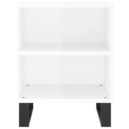 Tables de chevet 2pcs blanc brillant 40x30x50cm bois ingénierie