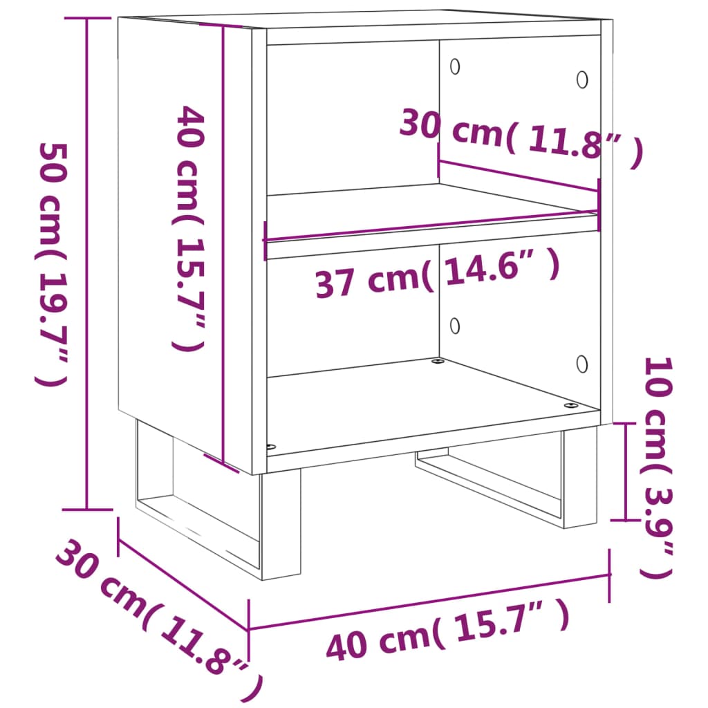 Tables de chevet 2pcs blanc brillant 40x30x50cm bois ingénierie