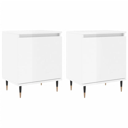 Tables de chevet 2pcs blanc brillant 40x30x50cm bois ingénierie