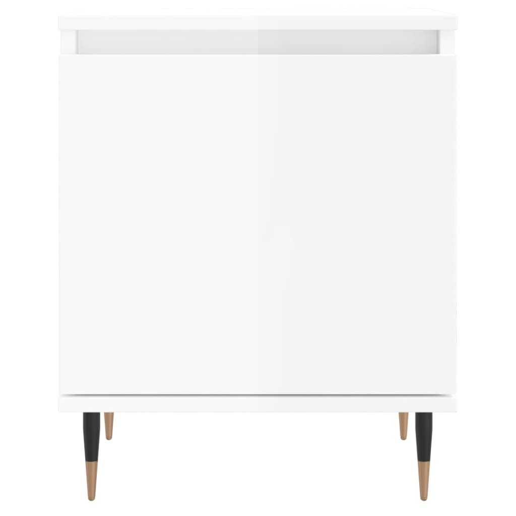 Tables de chevet 2pcs blanc brillant 40x30x50cm bois ingénierie