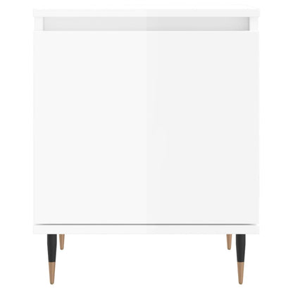 Tables de chevet 2pcs blanc brillant 40x30x50cm bois ingénierie