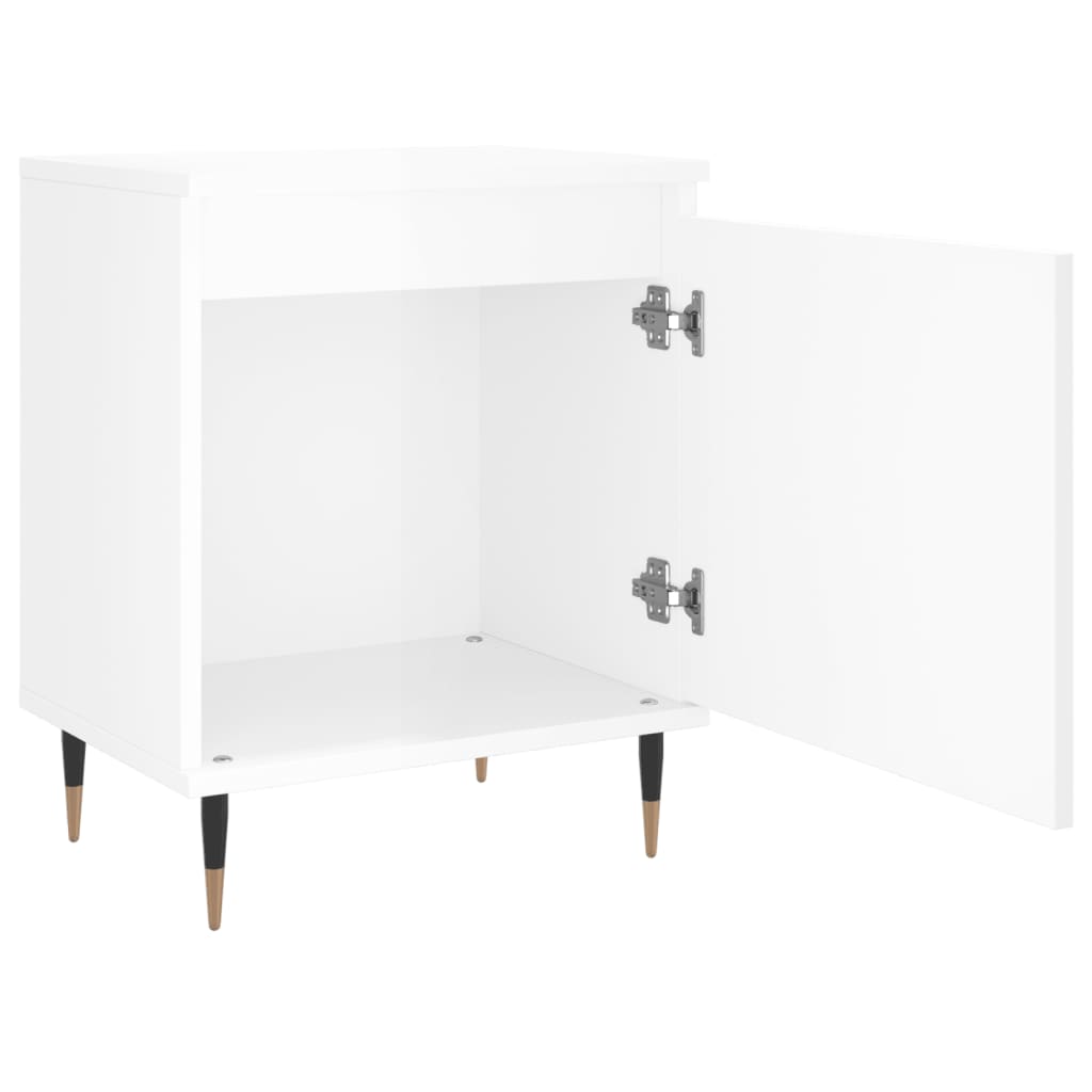 Tables de chevet 2pcs blanc brillant 40x30x50cm bois ingénierie