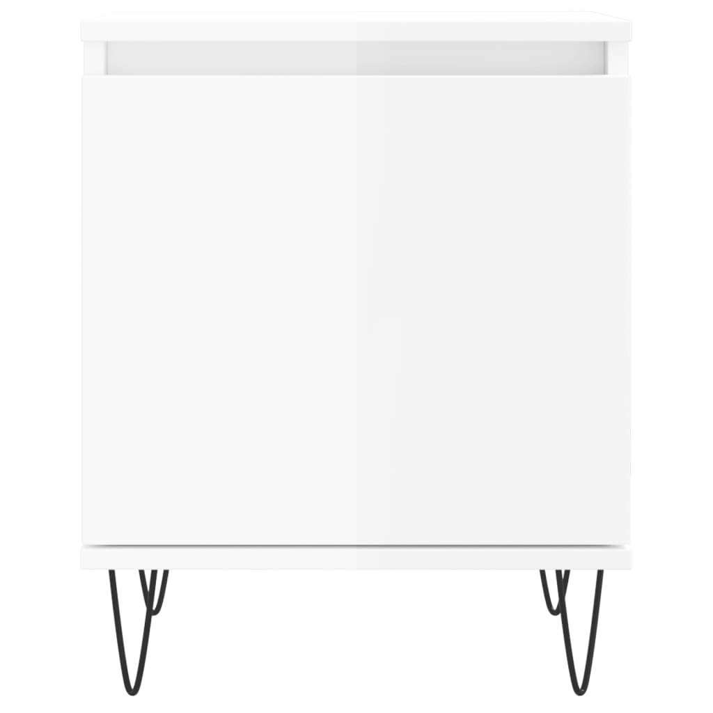 Tables de chevet 2pcs blanc brillant 40x30x50cm bois ingénierie