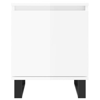 Tables de chevet 2pcs blanc brillant 40x30x50cm bois ingénierie