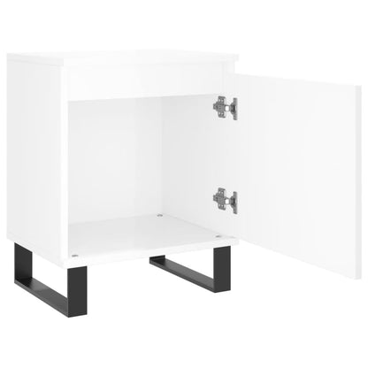 Tables de chevet 2pcs blanc brillant 40x30x50cm bois ingénierie