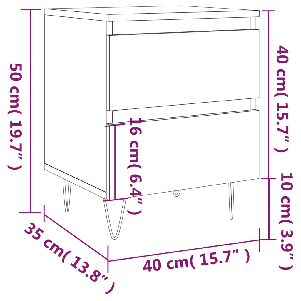 Table de chevet Blanc 40x35x50 cm Bois d’ingénierie