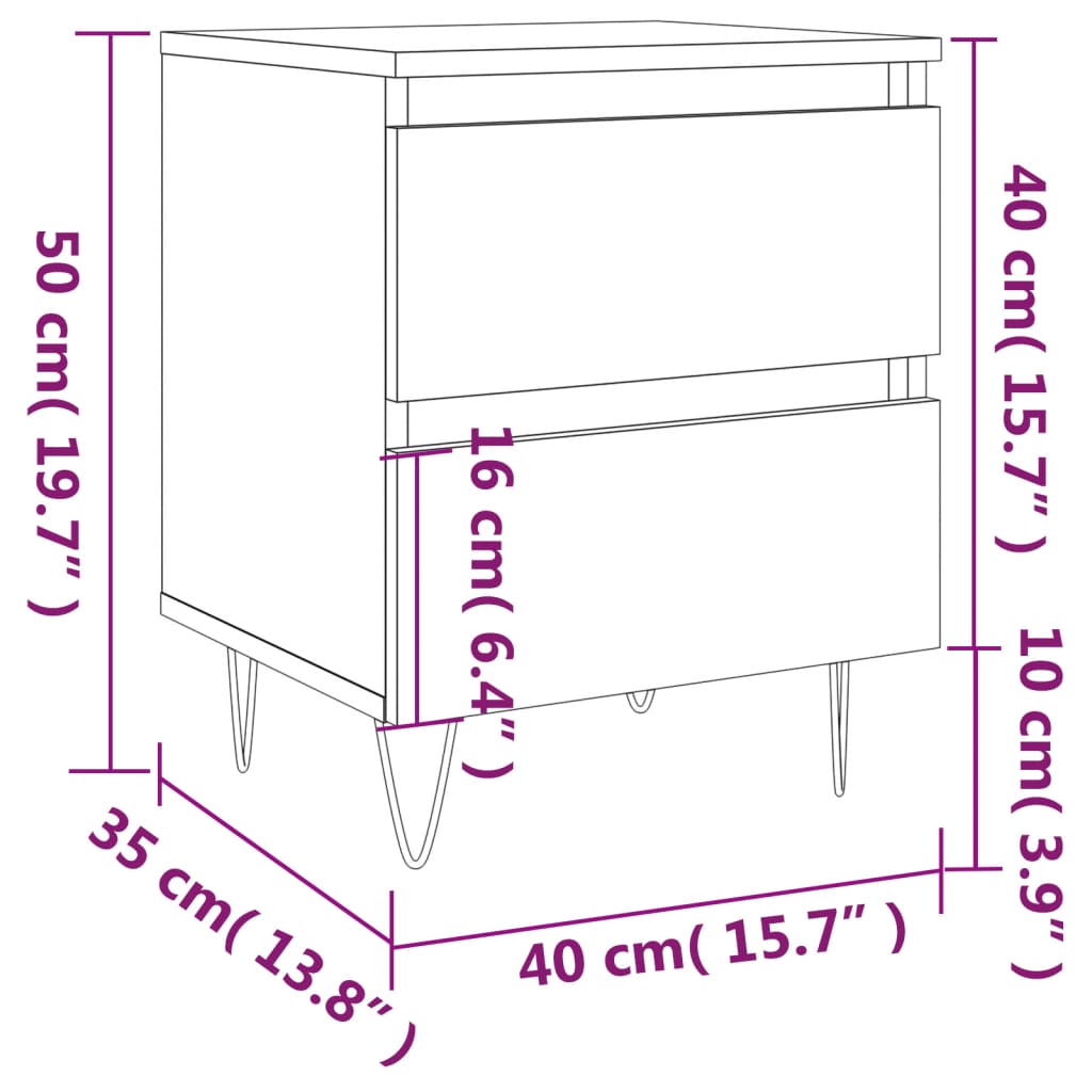 Table de chevet gris béton 40x35x50 cm bois d’ingénierie