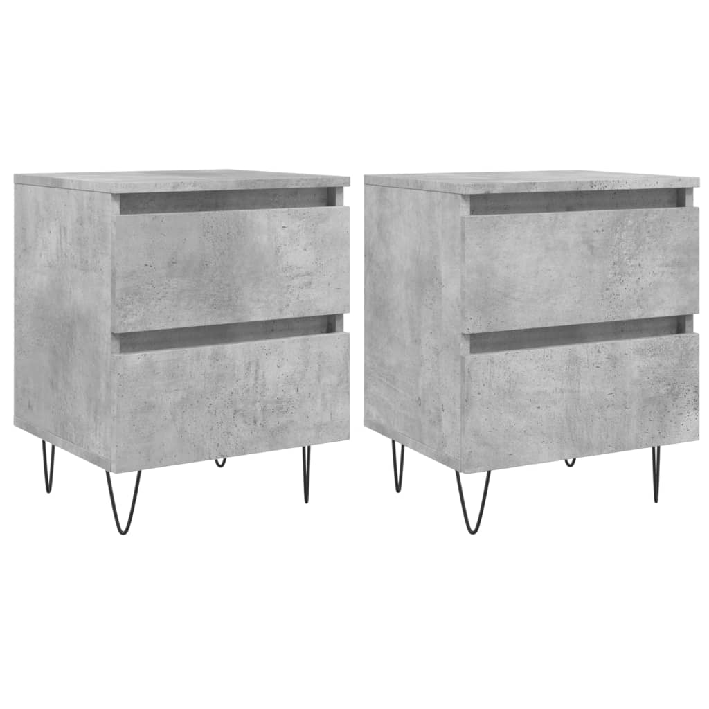 Tables de chevet 2 pcs gris béton 40x35x50 cm bois d’ingénierie