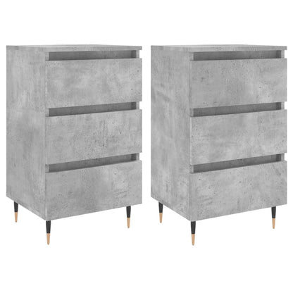 Tables de chevet 2 pcs gris béton 40x35x69 cm bois d’ingénierie