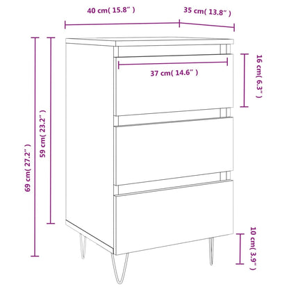 Tables de chevet 2 pcs chêne marron 40x35x69 cm bois ingénierie