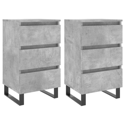 Tables de chevet 2 pcs gris béton 40x35x69 cm bois d’ingénierie