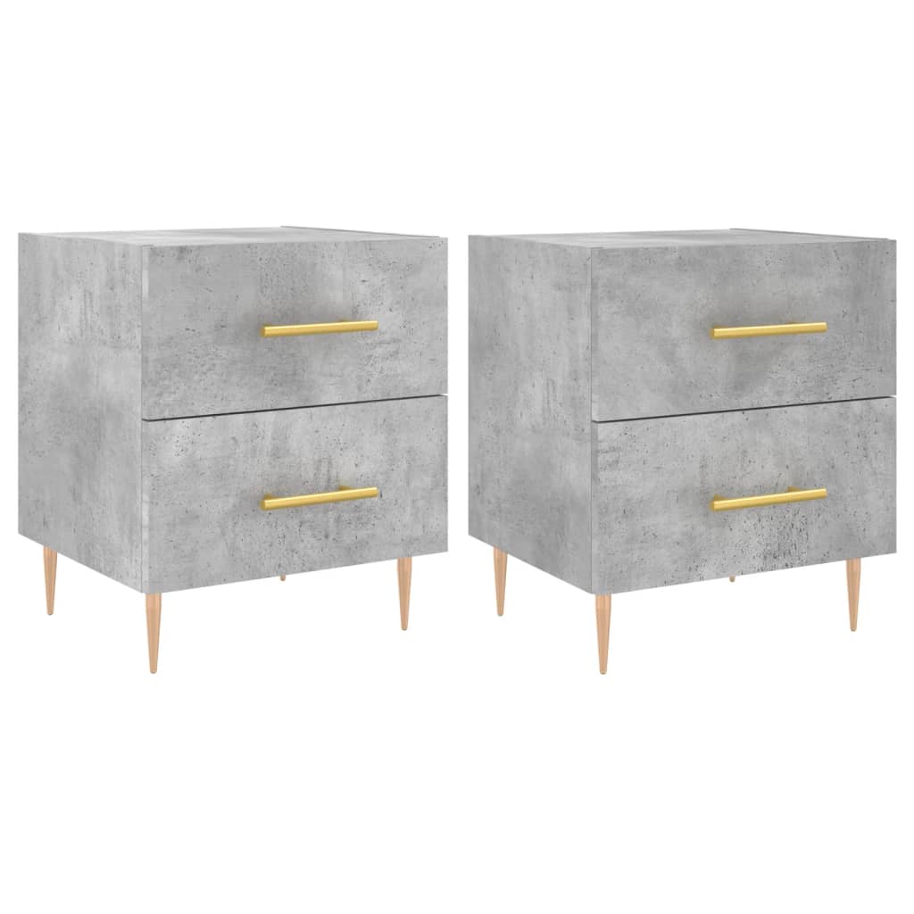 Tables de chevet 2pcs gris béton 40x35x47,5cm bois d’ingénierie