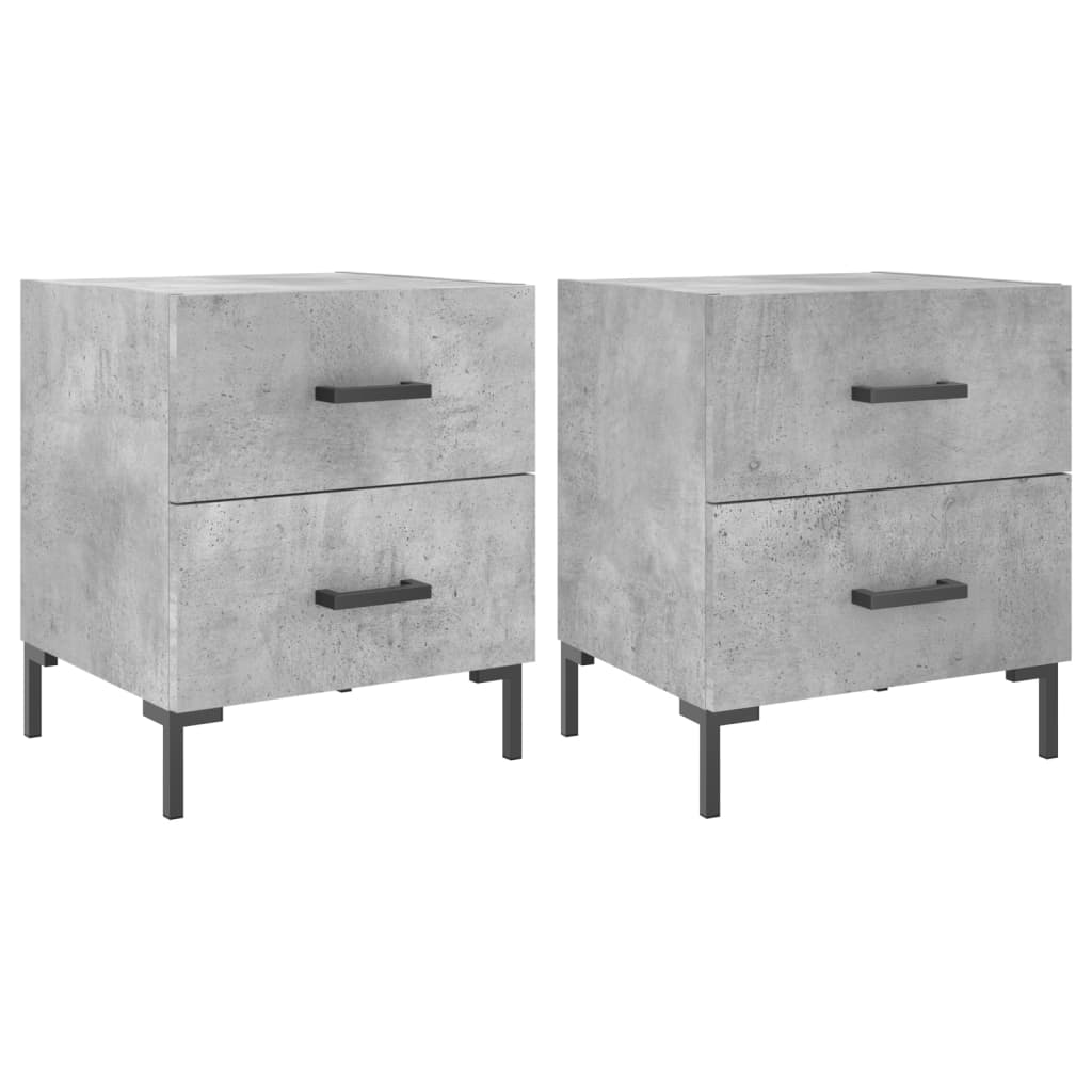 Tables de chevet 2pcs gris béton 40x35x47,5cm bois d’ingénierie