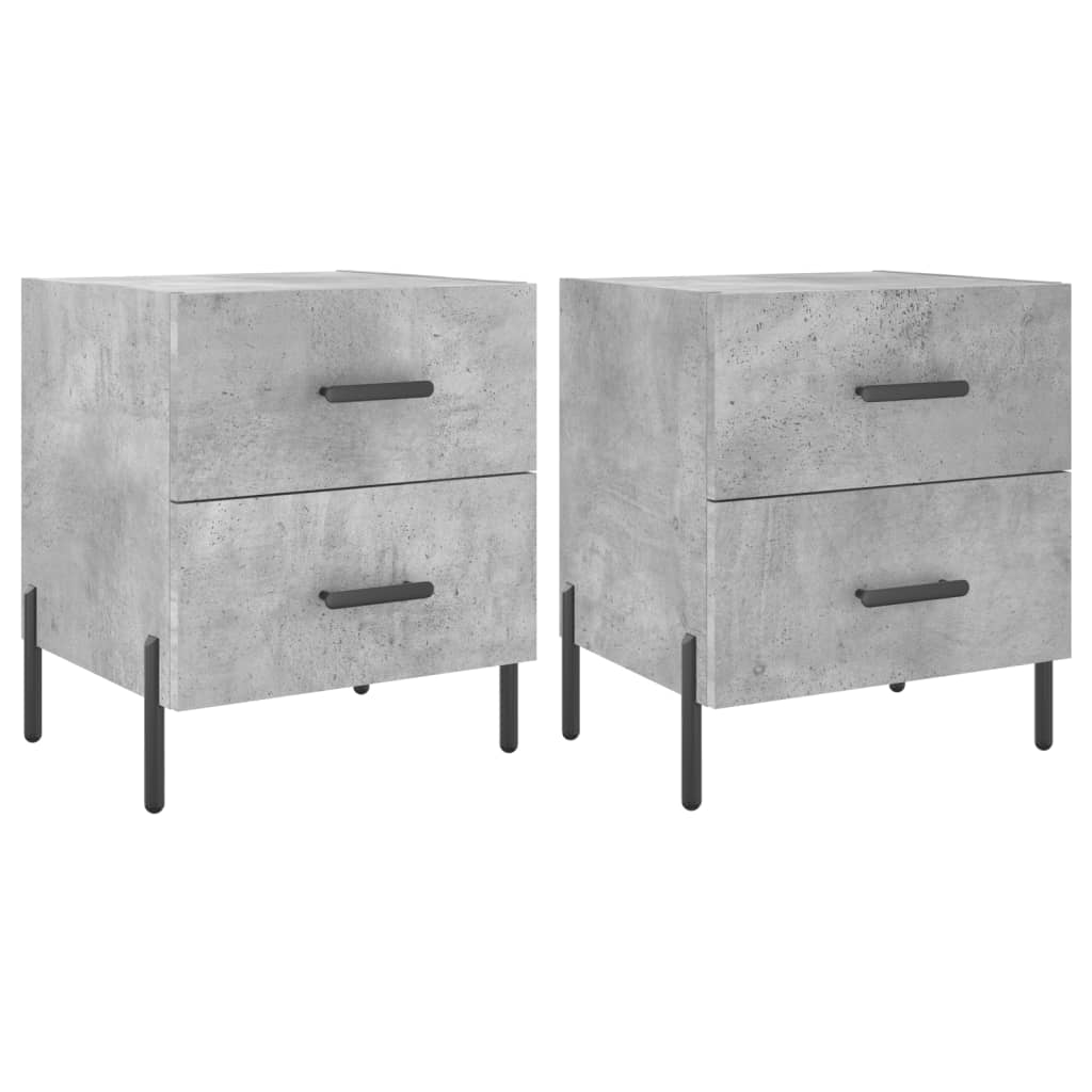 Tables de chevet 2pcs gris béton 40x35x47,5cm bois d’ingénierie