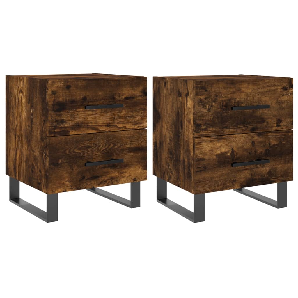 Tables de chevet 2pcs chêne fumé 40x35x47,5cm bois d’ingénierie