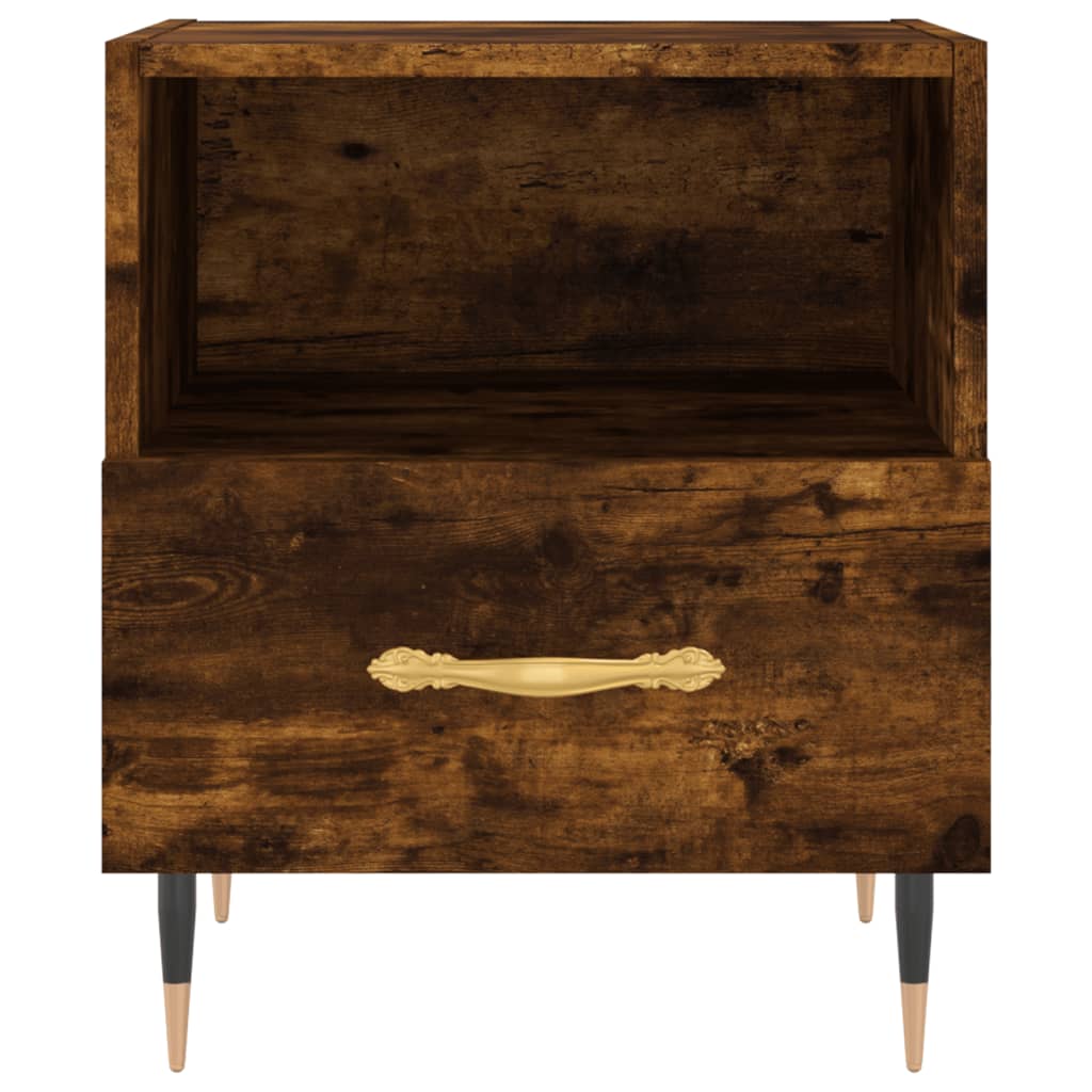 Table de chevet chêne fumé 40x35x47,5 cm bois d’ingénierie