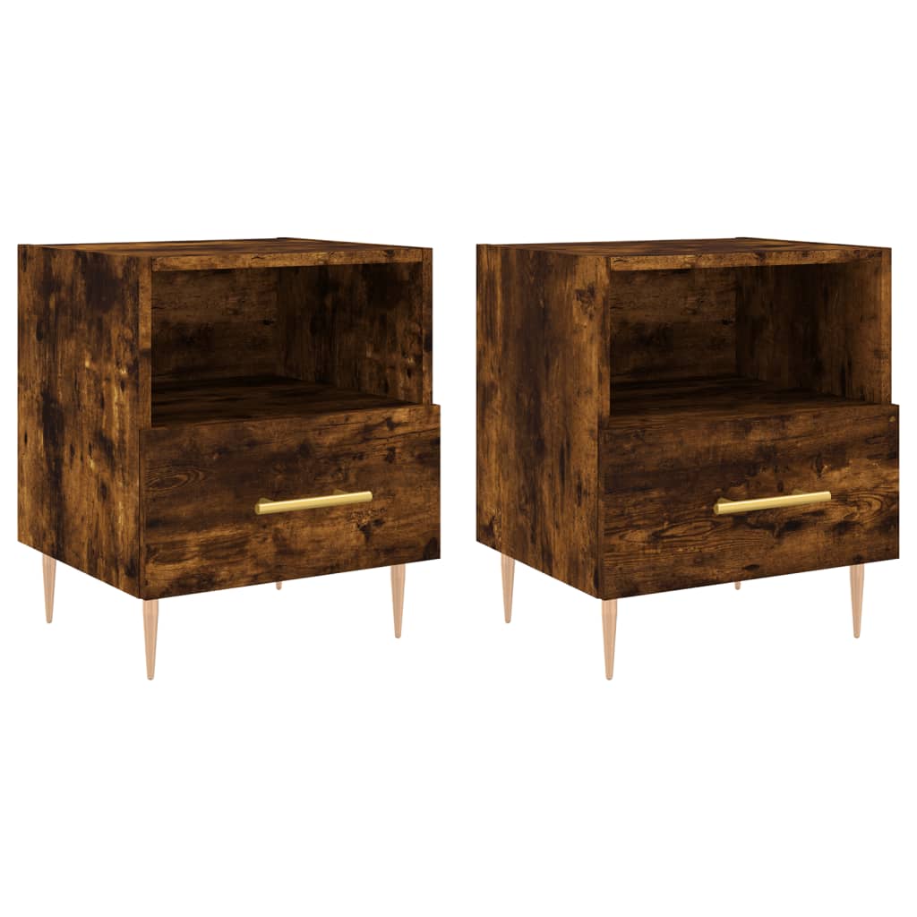 Tables de chevet 2pcs chêne fumé 40x35x47,5cm bois d’ingénierie