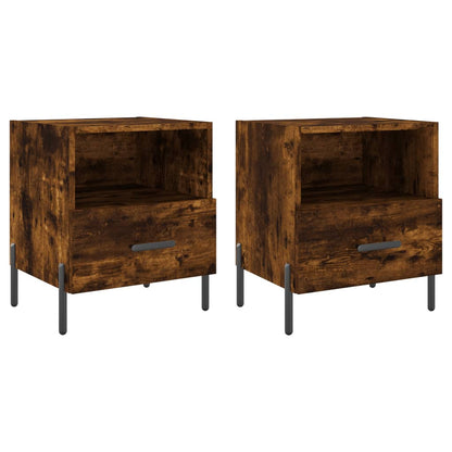 Tables de chevet 2pcs chêne fumé 40x35x47,5cm bois d’ingénierie