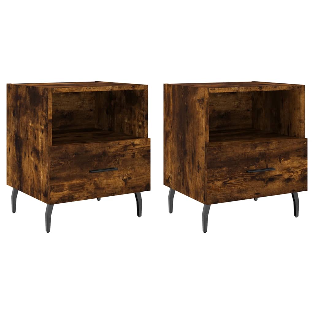 Tables de chevet 2pcs chêne fumé 40x35x47,5cm bois d’ingénierie