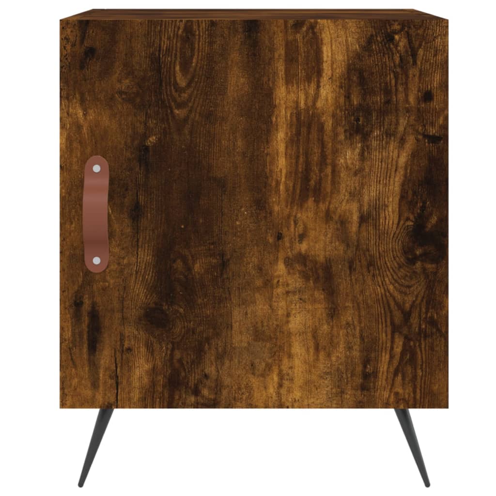 Table de chevet chêne fumé 40x40x50 cm bois d'ingénierie