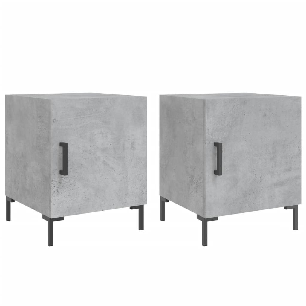 Tables de chevet 2 pcs gris béton 40x40x50 cm bois d’ingénierie