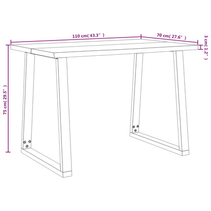 Table à manger 110x70x75 cm bois d'acacia solide à bord vif