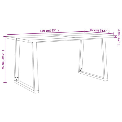 Table à manger 160x80x75 cm bois d'acacia solide à bord vif