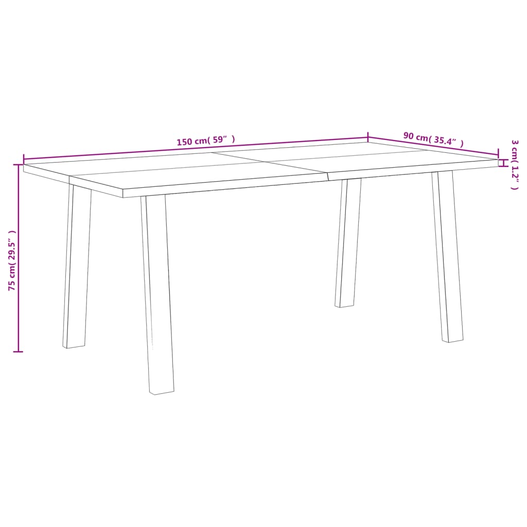 Table à manger 150x90x75 cm bois d'acacia solide