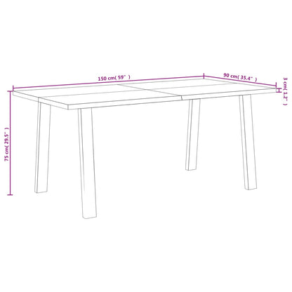 Table à manger 150x90x75 cm bois d'acacia solide