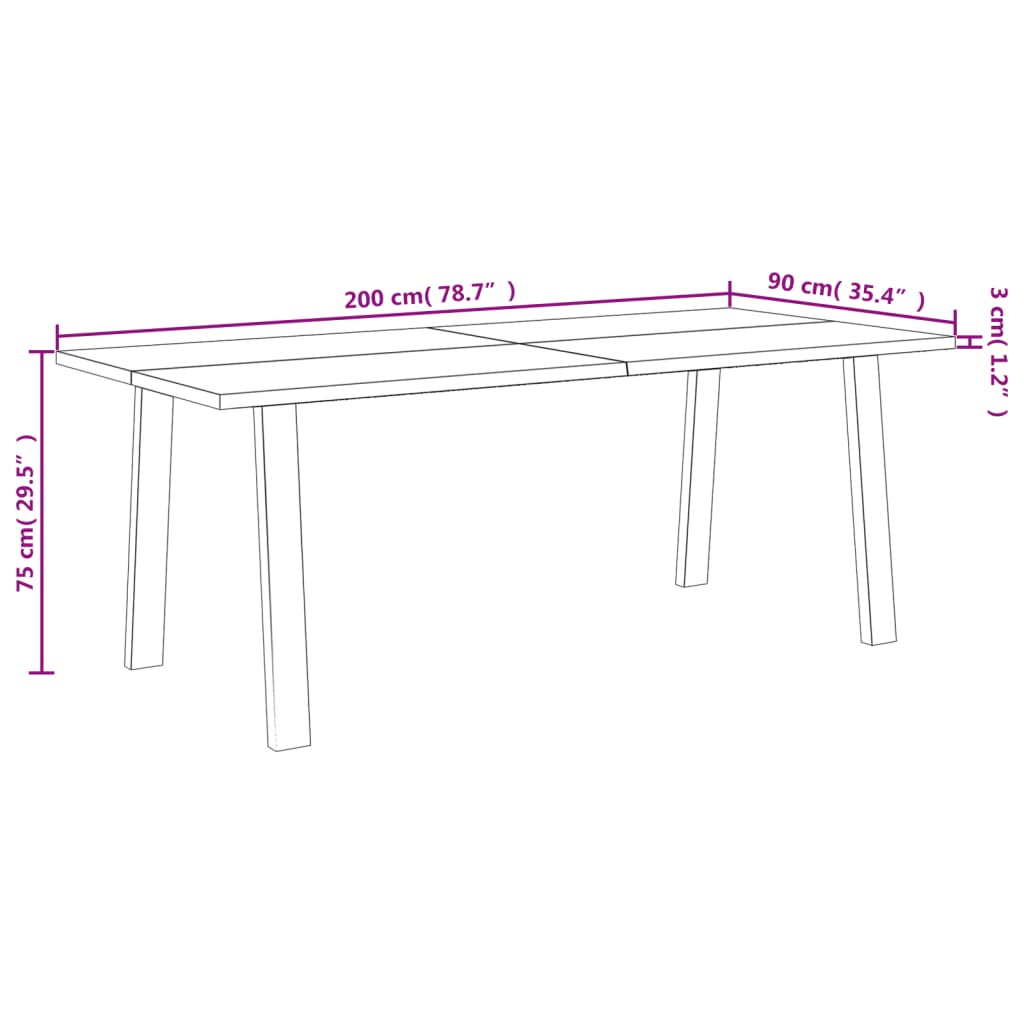 Table à manger 200x90x75 cm bois d'acacia solide