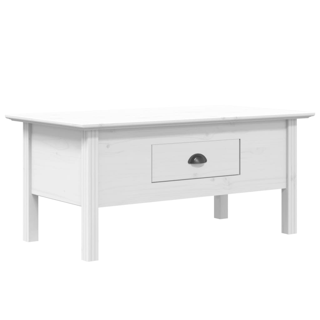 Table basse BODO blanc 100x55x46 cm bois de pin massif