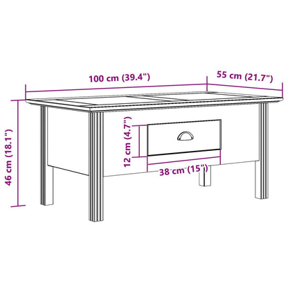 Table basse BODO blanc 100x55x46 cm bois de pin massif