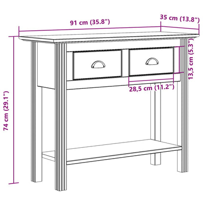 Table console BODO marron 91x35x74 cm bois de pin massif